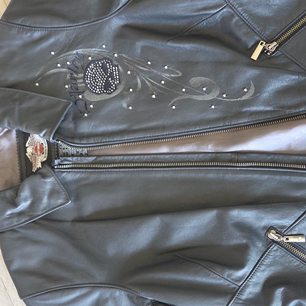 Women's Harley- Davidson Wicked Willie G Skull Genuine Leather Size S. Swarvoski - Picture 8 of 16